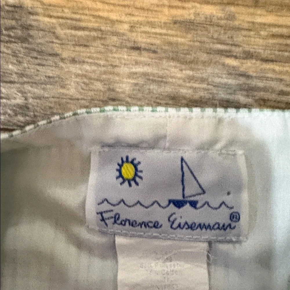 Florence Eiseman White Romper with‎ Green Accents